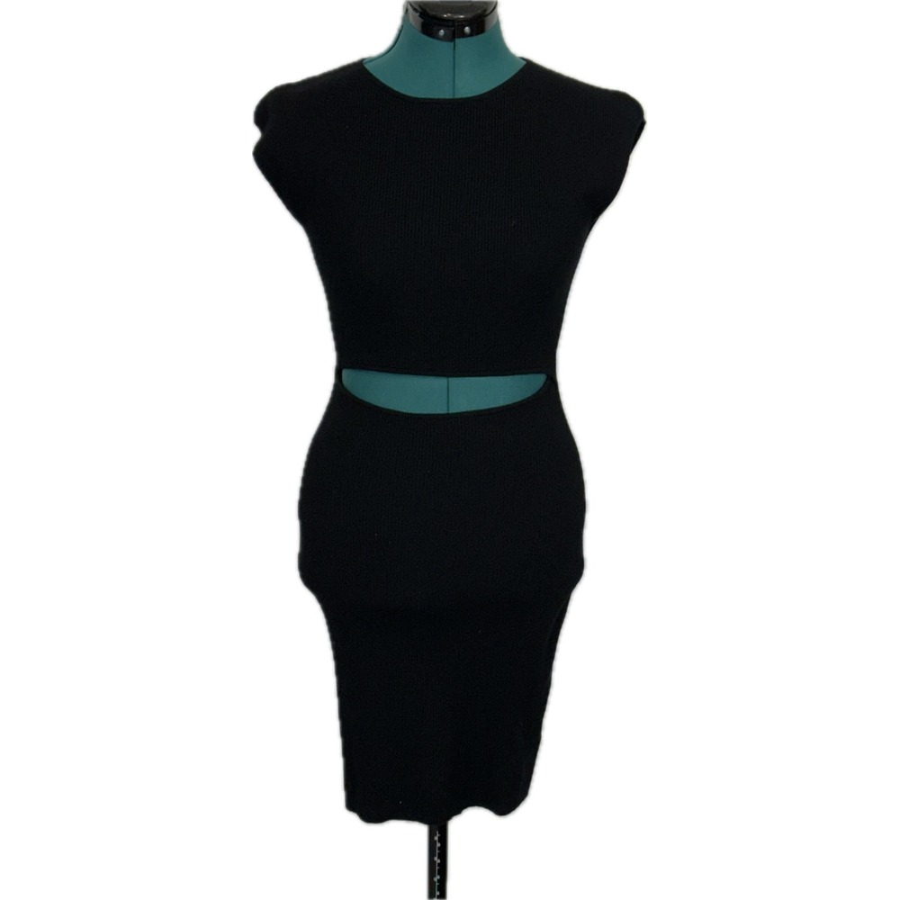 Aritzia Wilfred Free Cut-Out Knit Mini Dress Size Small Black‎ Bodycon 76203